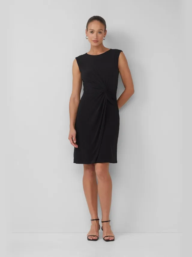 S.Oliver female - Mouwloze jersey jurk met geknoopt detail en luipaardprint zwart
