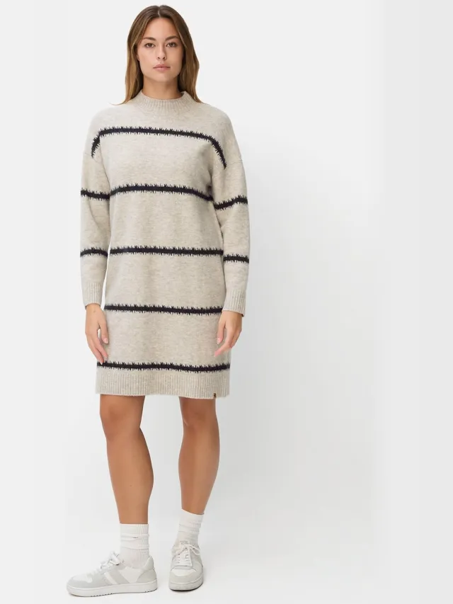 Camel Active Gebreide jurk met opstaande kraag - Maat - Beigewomenswear-XL