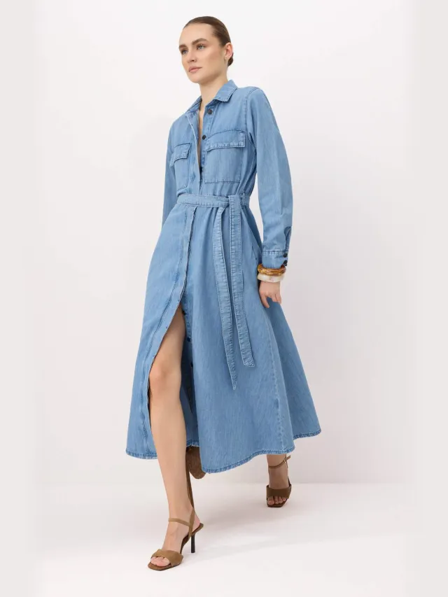 Trendyol TRENDYOLMİLLA Dames Blauw Effen Maxi Lang Skater Jurken