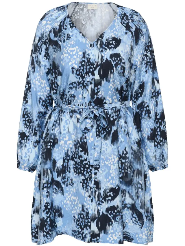 Kaffe Curve Damesjurk KAFFE Curve Aliana blue flower animal