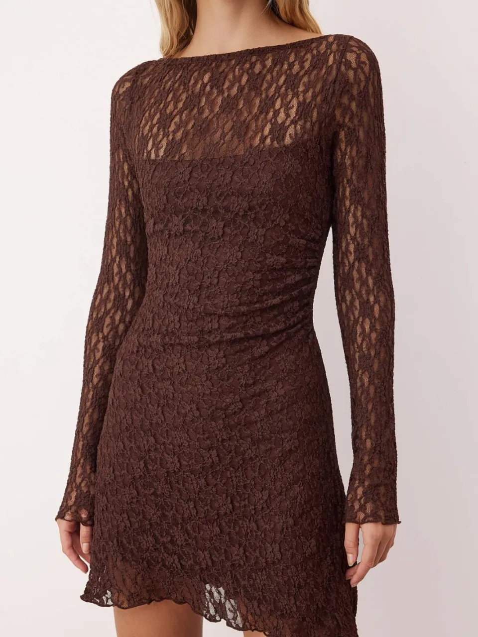 Trendyol TRENDYOLMİLLA Dames Bruin Effen Kort / Mini Lang Casual A-lijn Jurken, foto 2