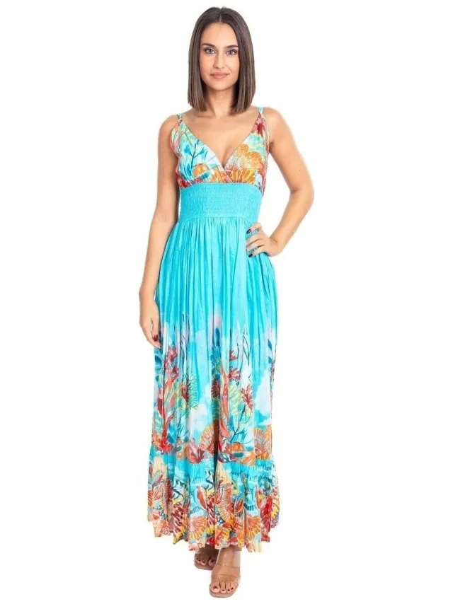 Isla Bonita By Sigris Lange Jurk Isla Bonita By Sigris Lange Midi-Jurk Blauw