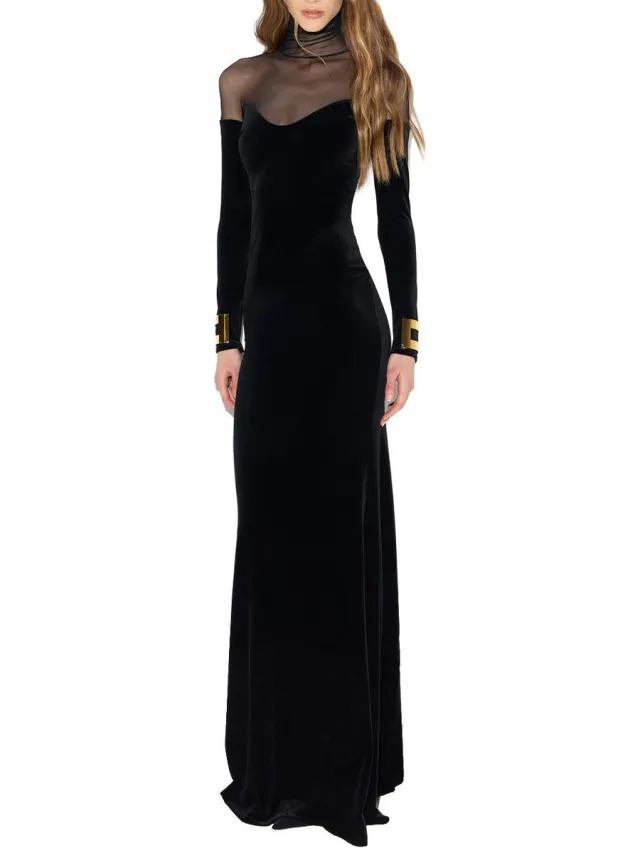 Elisabetta Franchi Lange Jurk Elisabetta Franchi abr2967e2-110 Zwart