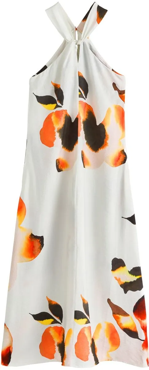 Next Dames - Halflange halterjurk met gedraaide hals - Wit