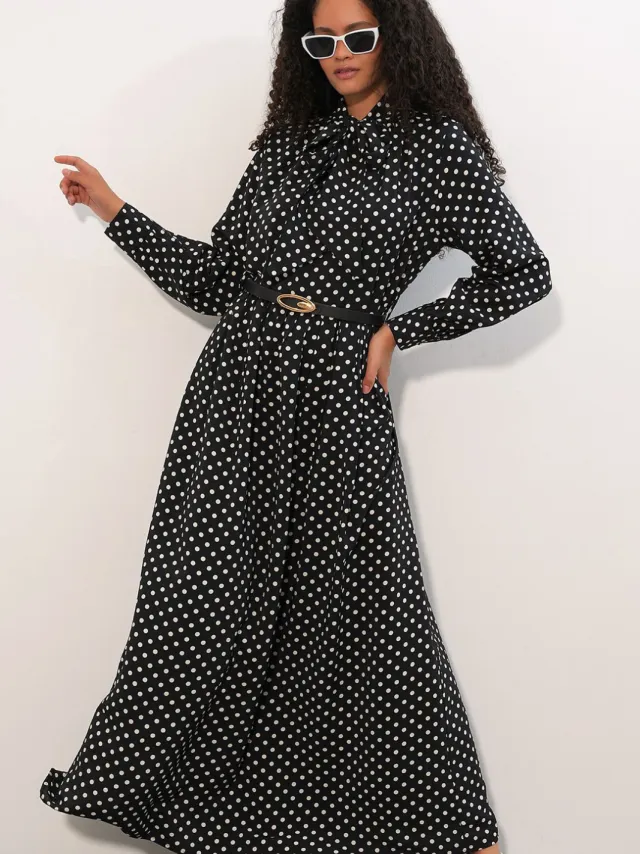 Big Dart Puntjes Maxi Hemdress Zwart