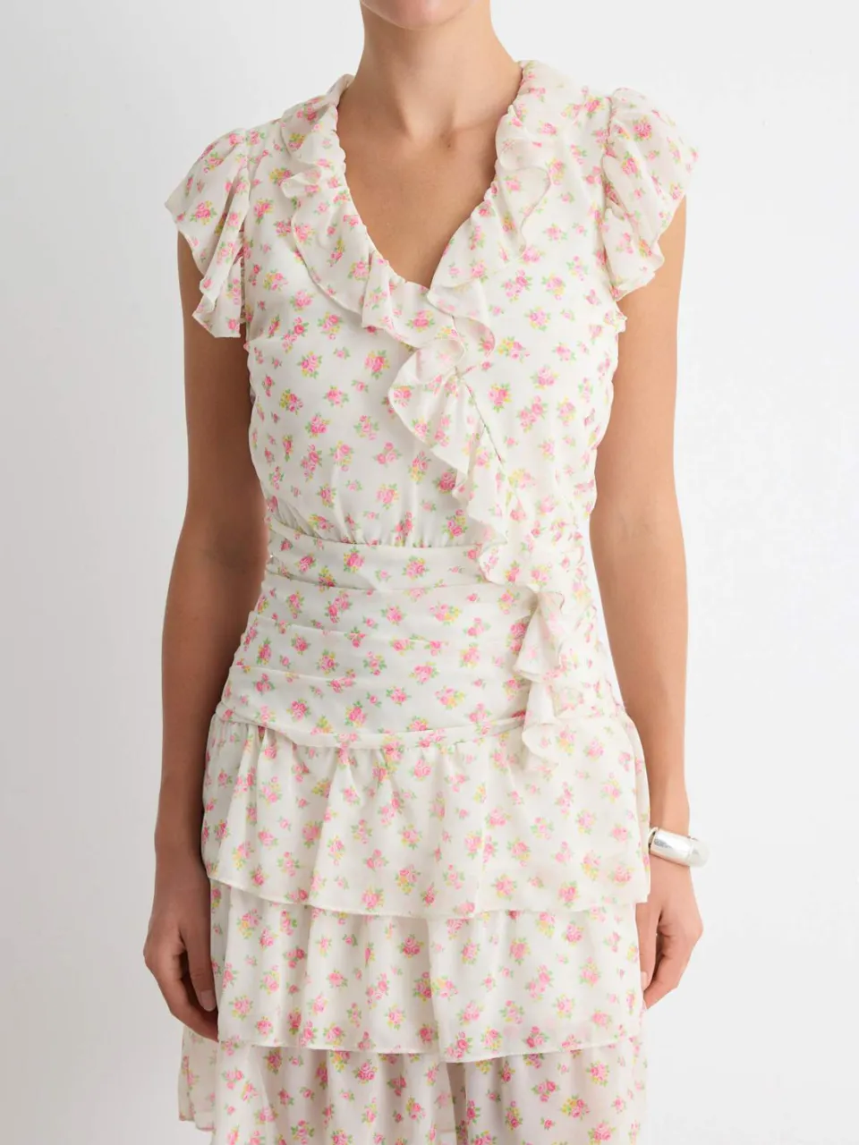 Trendyol TRENDYOLMİLLA Dames Meerkleurig Bloemen Midi Kort Bodycon Jurken veelkleurig, foto 2
