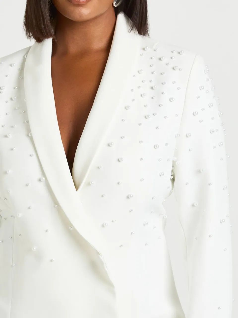 boohoo Dames Plus Blazerjurk Met Parelversiering ivoor, foto 4