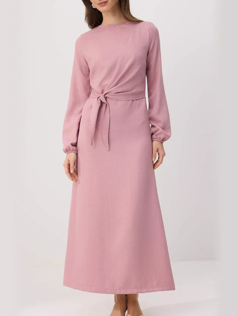 Trendyol Modest Dames Paars Effen Maxi Lang Casual Double-breasted Modest Jurken, foto 2