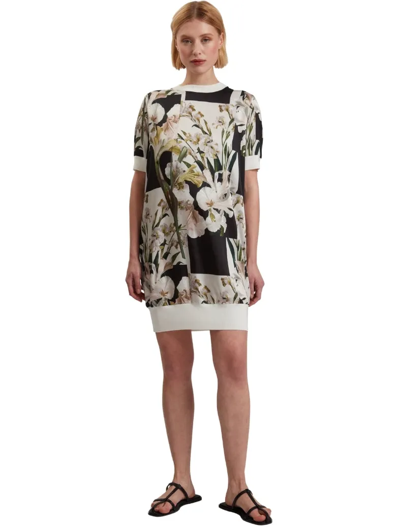 Ted Baker Roneea Jurk Met Bedrukte Geweven Voorkant In Ivoorkleur, Recht Model Wit