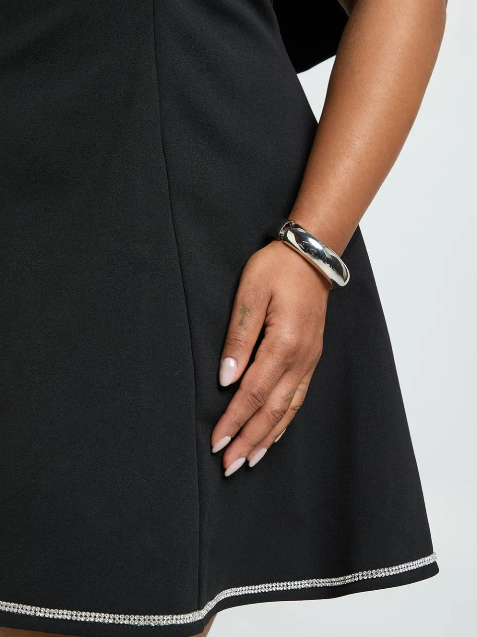 boohoo Dames Plus gestructureerde Diamante Bardot skaterjurk zwart, foto 3
