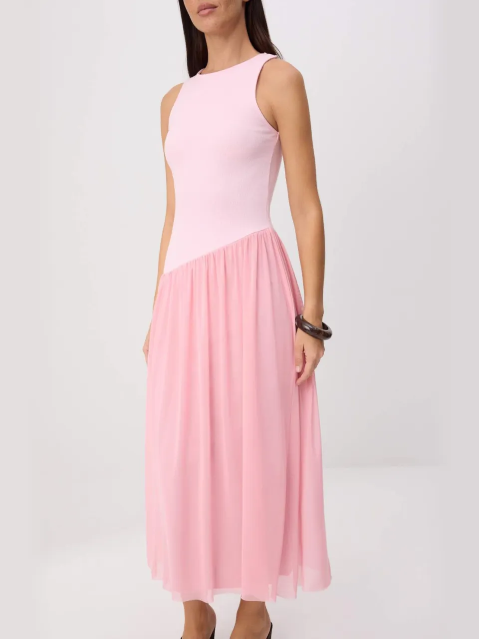 Trendyol TRENDYOLMİLLA Dames Roze Effen Maxi Mouwloos Casual Skater Jurken, foto 2