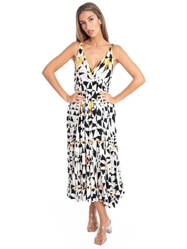 Isla Bonita By Sigris Lange Jurk Isla Bonita By Sigris Lange Midi-Jurk Zwart