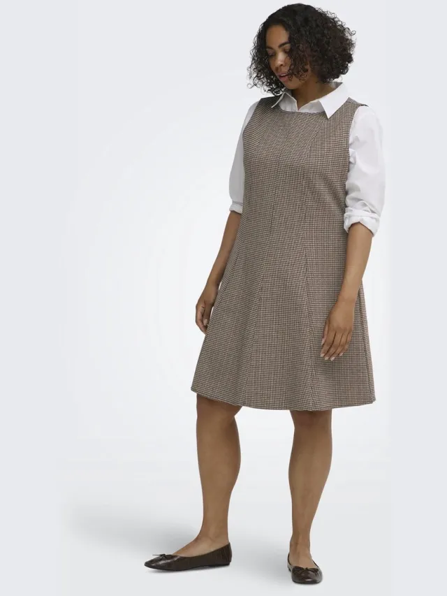 Only Carmakoma CARAZURA S/L MINI WAIST DRESS JRS White Pepper