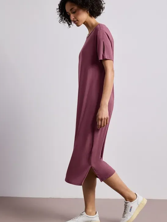Street One Midi-jurk met korte mouwen en splitdetail roze, foto 3