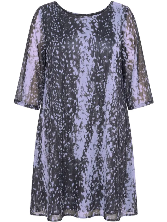 MIAMODA Dames - Meshjurk A-lijn dierenprint jersey onderjurk - Loodgrijs