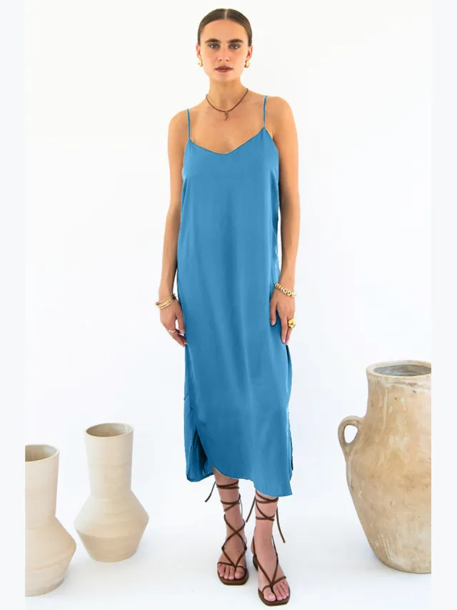 Neu Nomads dames vegan Slipdress Easy Oceaanblauw