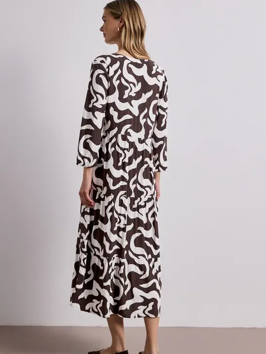 Street One Midi-jurk met gespleten hals en print bruin, foto 2