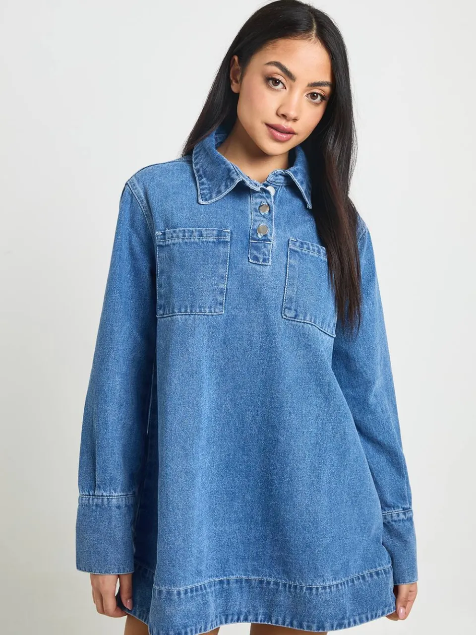 boohoo Dames Denim Jurk Met Lange Mouwen, foto 3