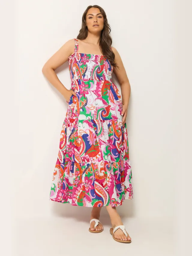 Yours Roze Abstracte Geplooide Zomerjurk Pink