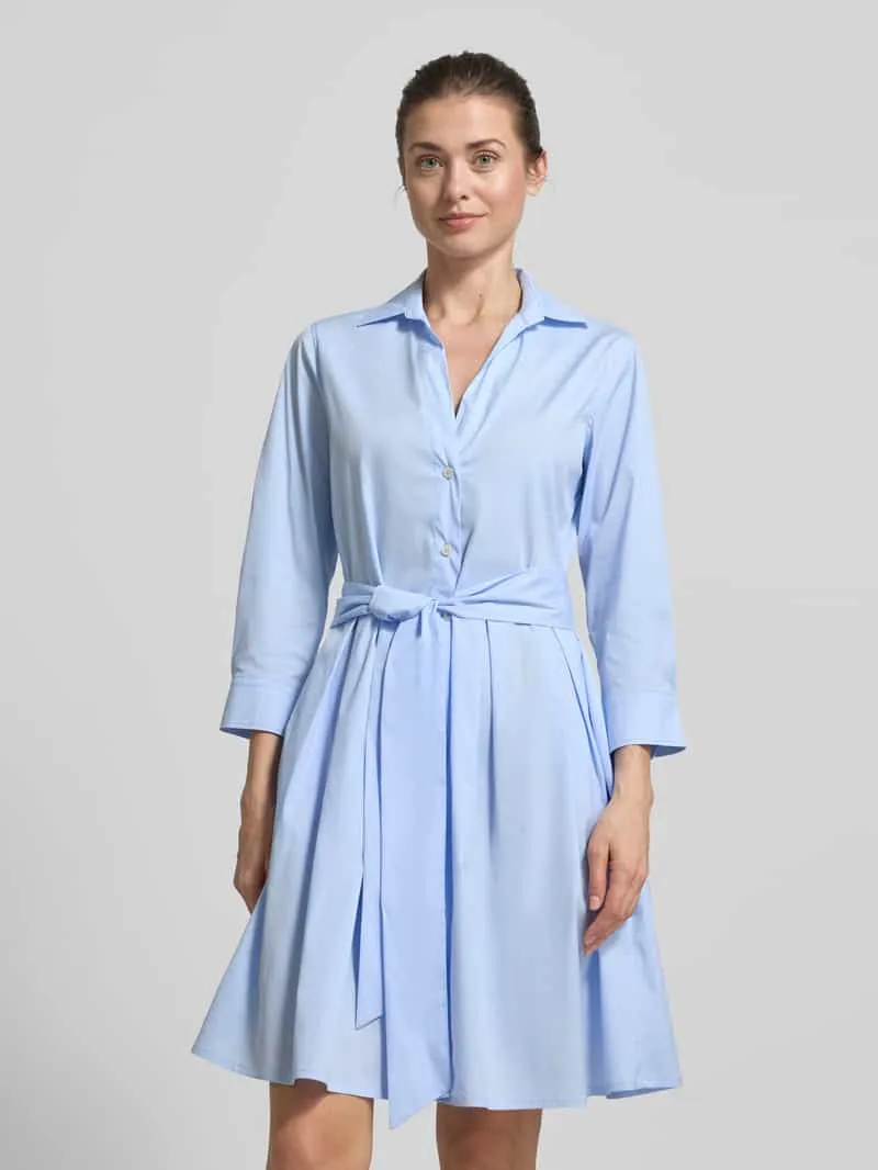0039 italy Overhemdjurk met strikceintuur model 'JULE' Lichtblauw