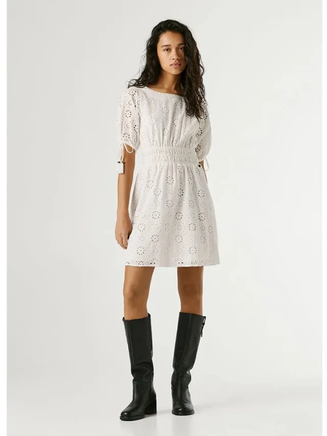 Pepe Jeans Chiara Korte Mouwen Korte Jurk Wit XS Vrouw White