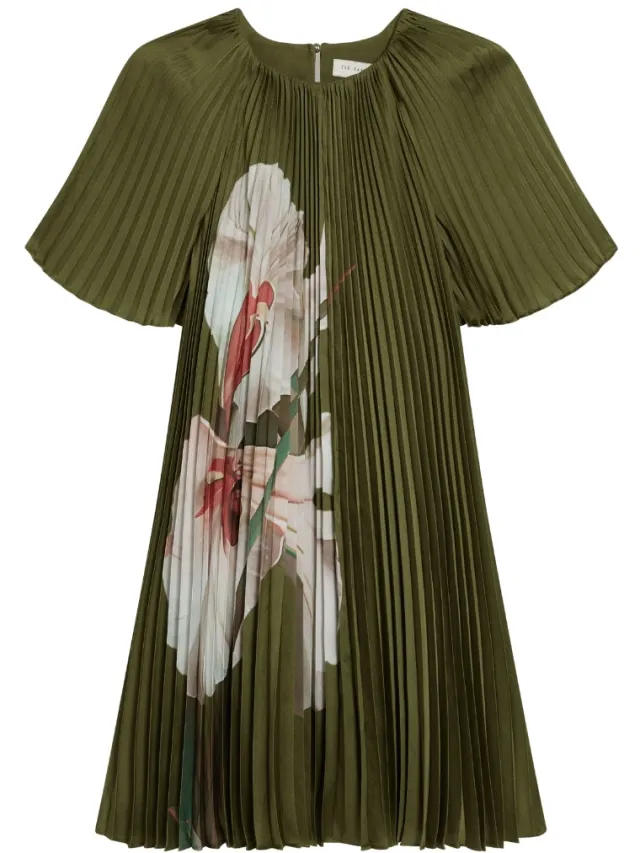 Ted Baker Vinlaa Mini-jurk Met Korte Mouwen En Plooien, Groen, foto 2