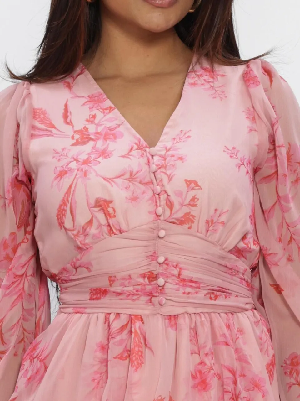 NEO NOIR Dames Jurken Rivana Print Chiffon Dress - Roze, foto 4
