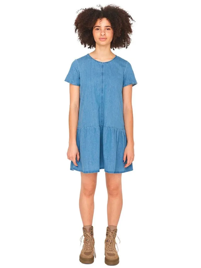 Noisy May Emilia Mb Korte Mouwen Korte Jurk Blauw S Vrouw Medium Blue Denim