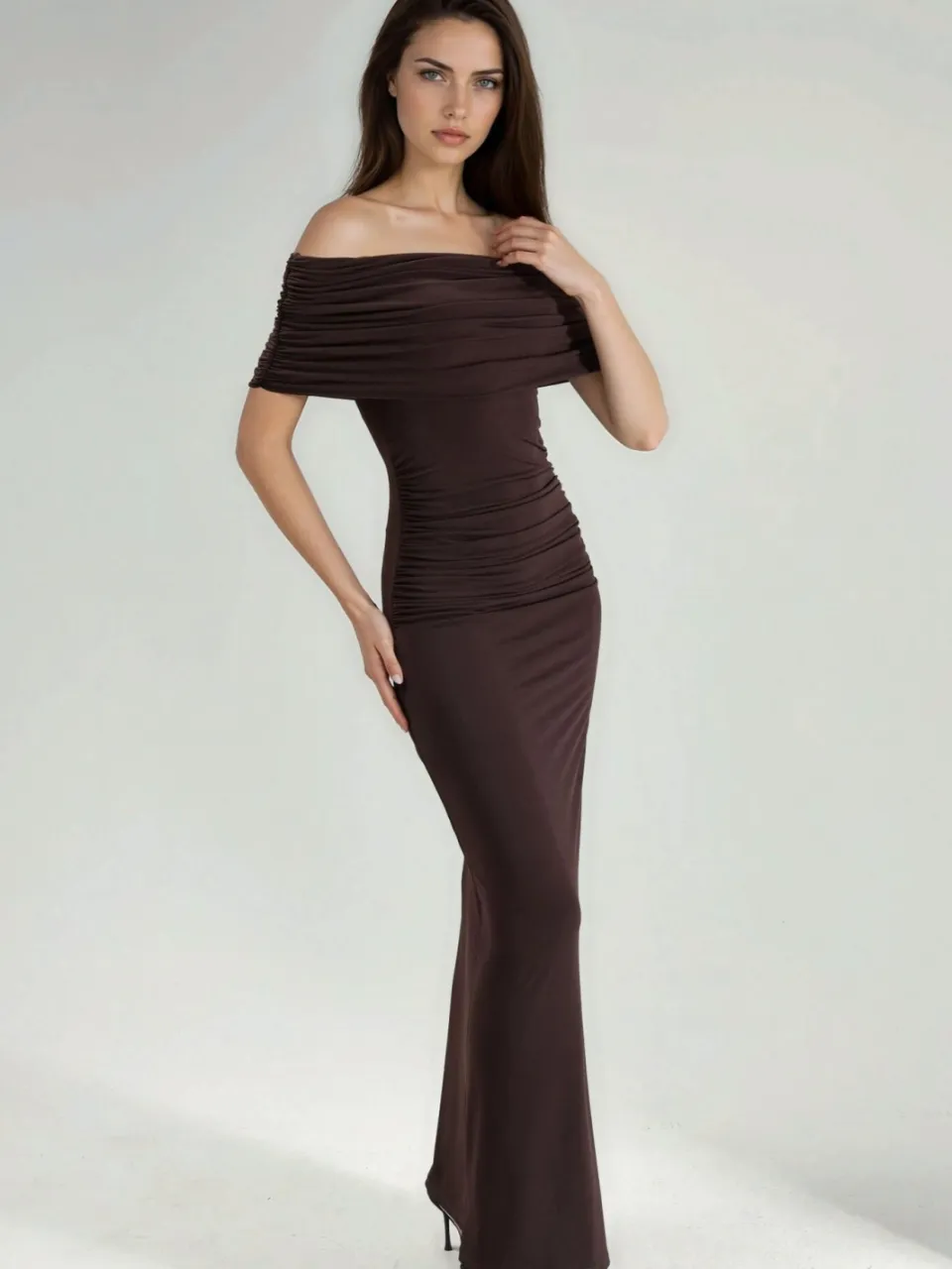 Hiccup Strapless Maxi Bodycon Jurk mokka, foto 2