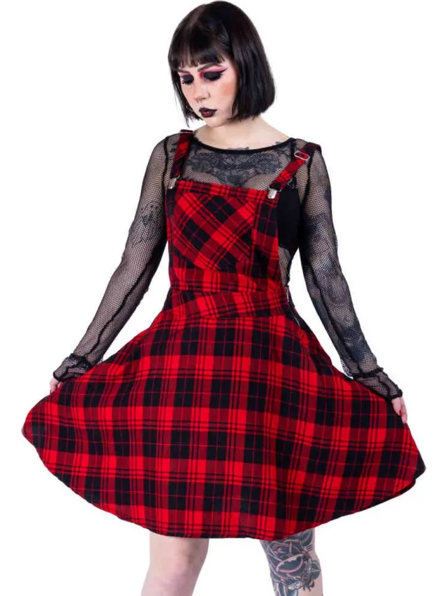Rockabella Maeve Pinafore Korte jurk - XXL - Rood