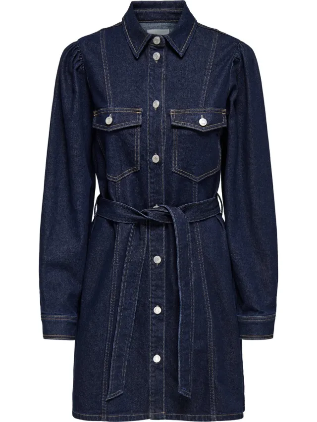 Only ONLKETTY PUFF L/S BELT MIDI DRESS DNM - Meisjes - Mini jurken Blauw