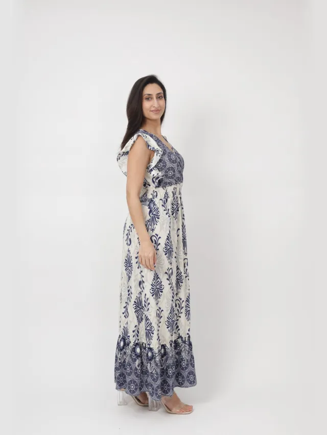 Elara Maxikleid Mottled blue