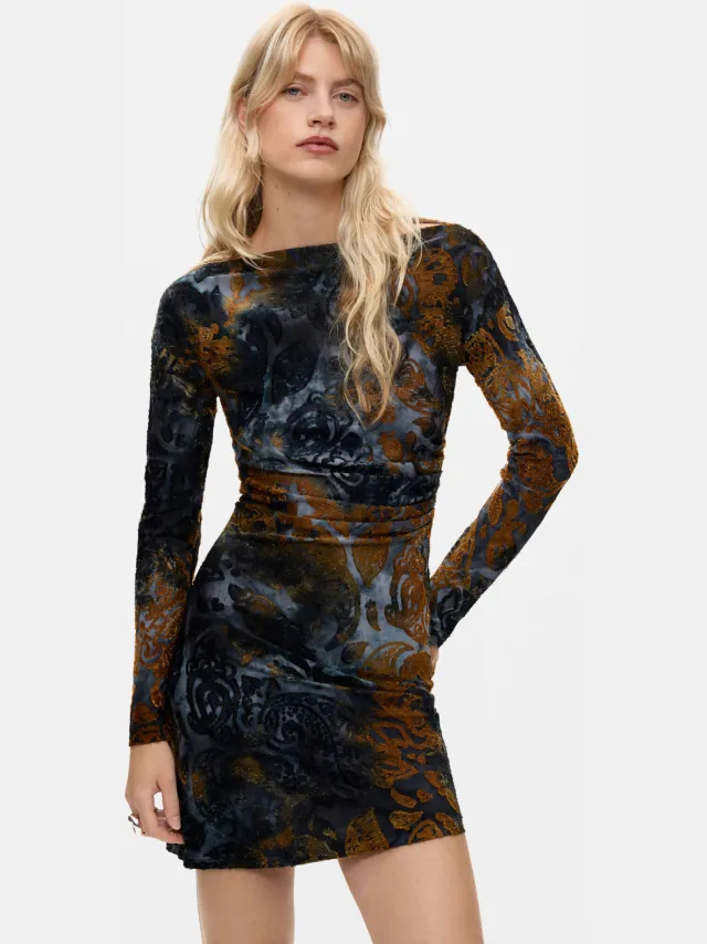 Desigual korte jacquard jurk met print - meerkleurig multi, foto 3