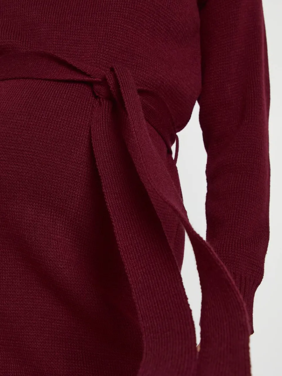boohoo Dames Zwangerschaps trui met ronde hals midi jurk bordeaux rood, foto 4