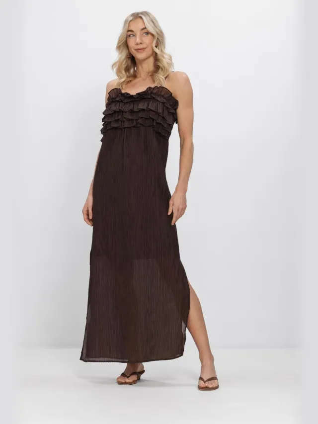 Object Dames Jurken Objlyne S/l Re Long Dress - Bruin