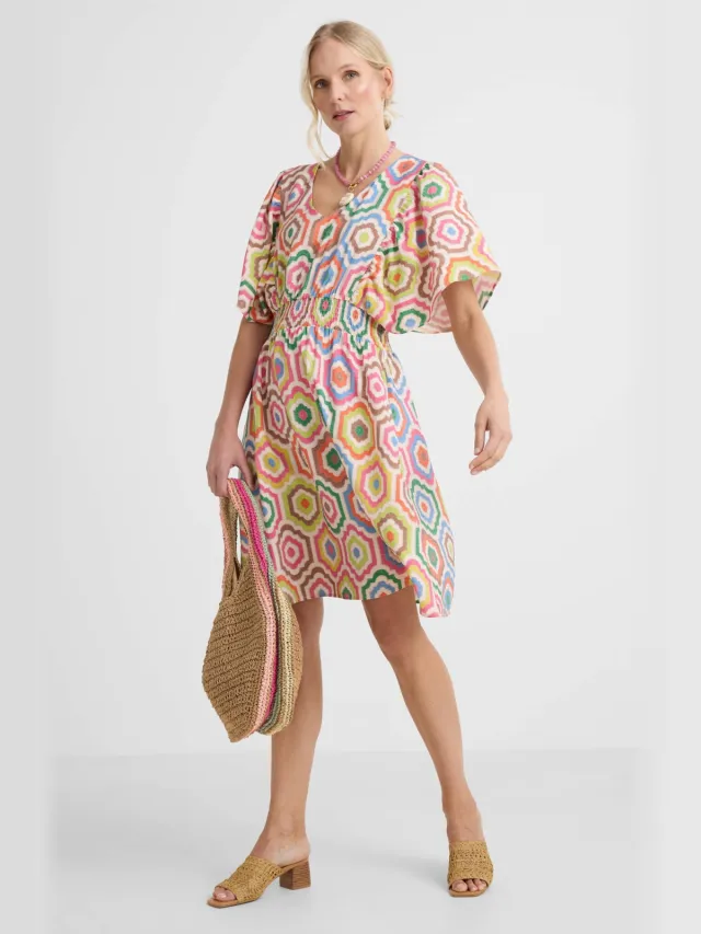Geisha gebloemde halterjurk met paisley print oranje Oranje/roze