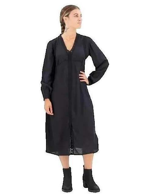 Lange Jurk Superdry Robe à dentelle et manches longues zwart