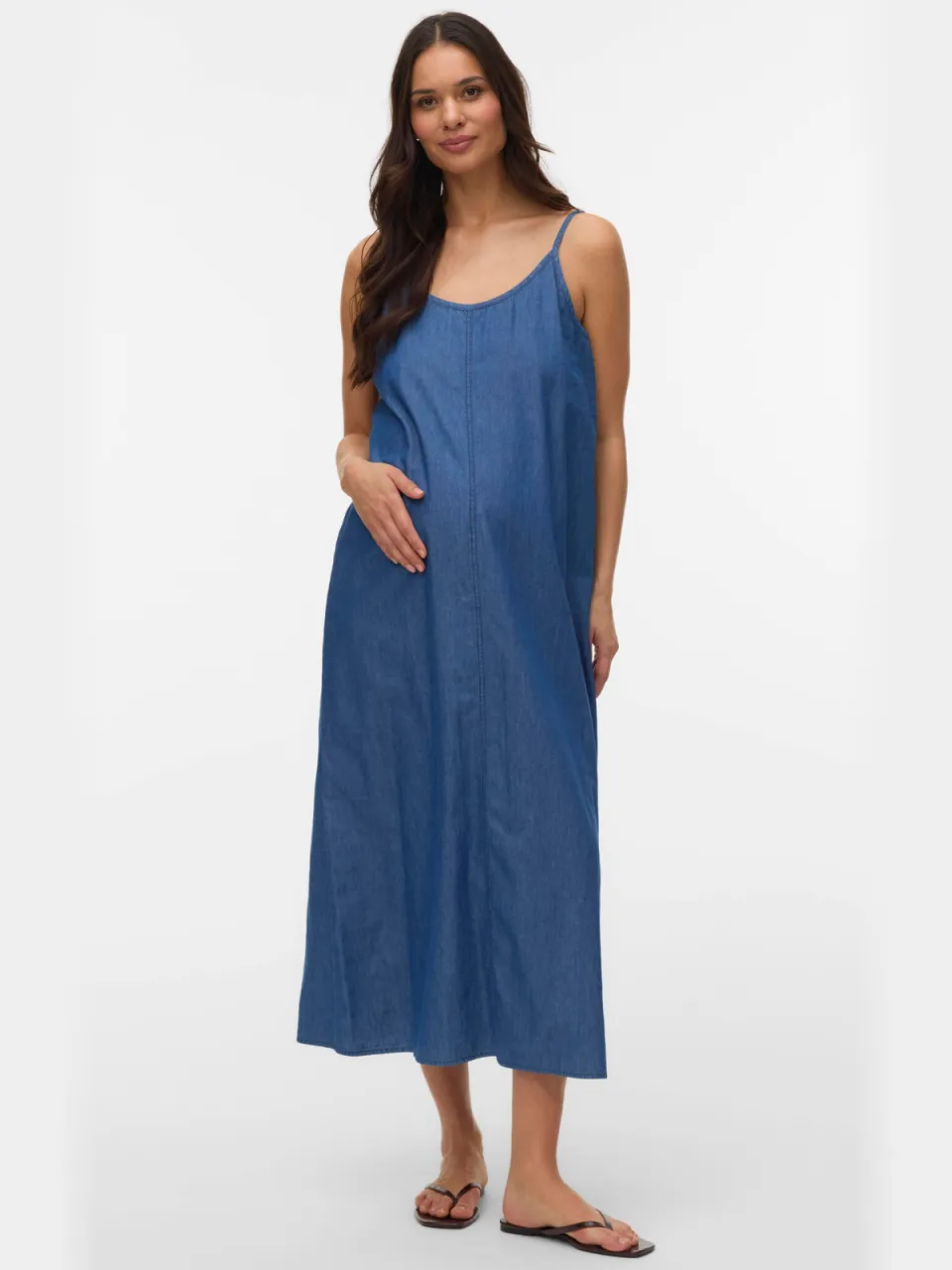 Mamalicious zwangerschapsmaxijurk blauw Medium blue denim
