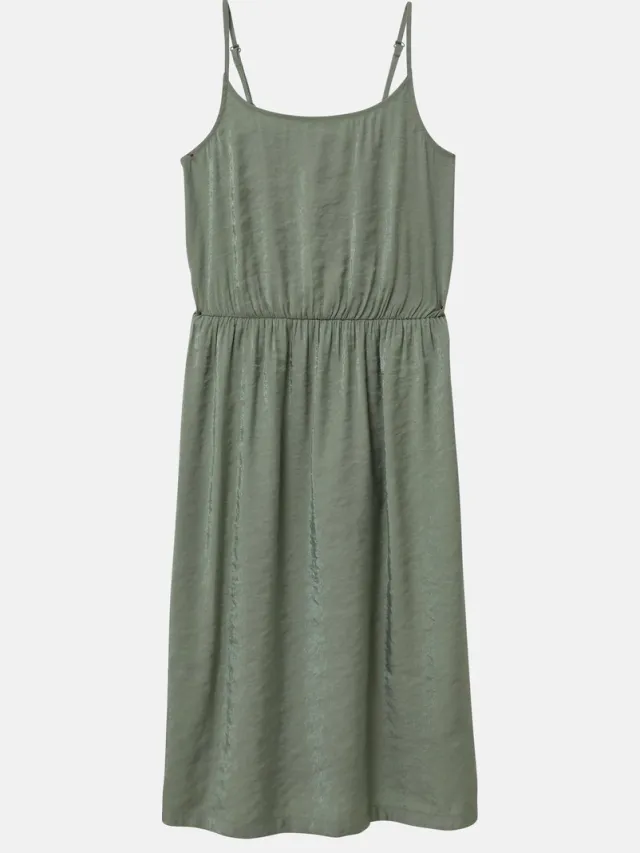 S.Oliver female - Glanzende jurk met spaghettibandjes en elastische taille van een viscosemix groen