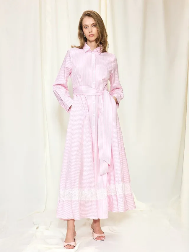 TOUCHÉ PRIVÉ Poplin jurk met riem - Roze - Dames