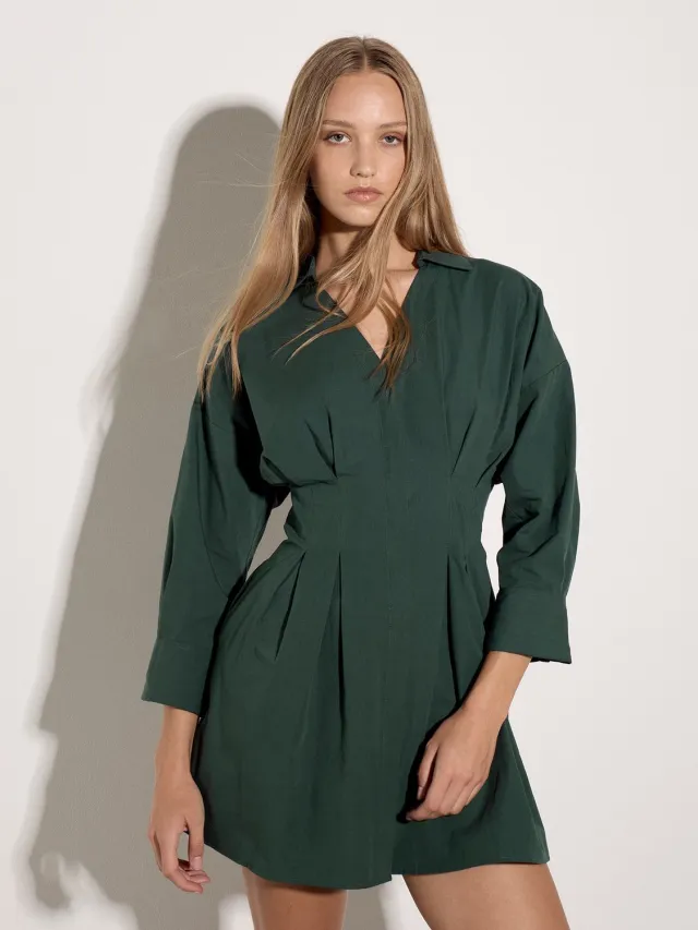 Apricot Mini-jurk met gesmokt overhemd Groen