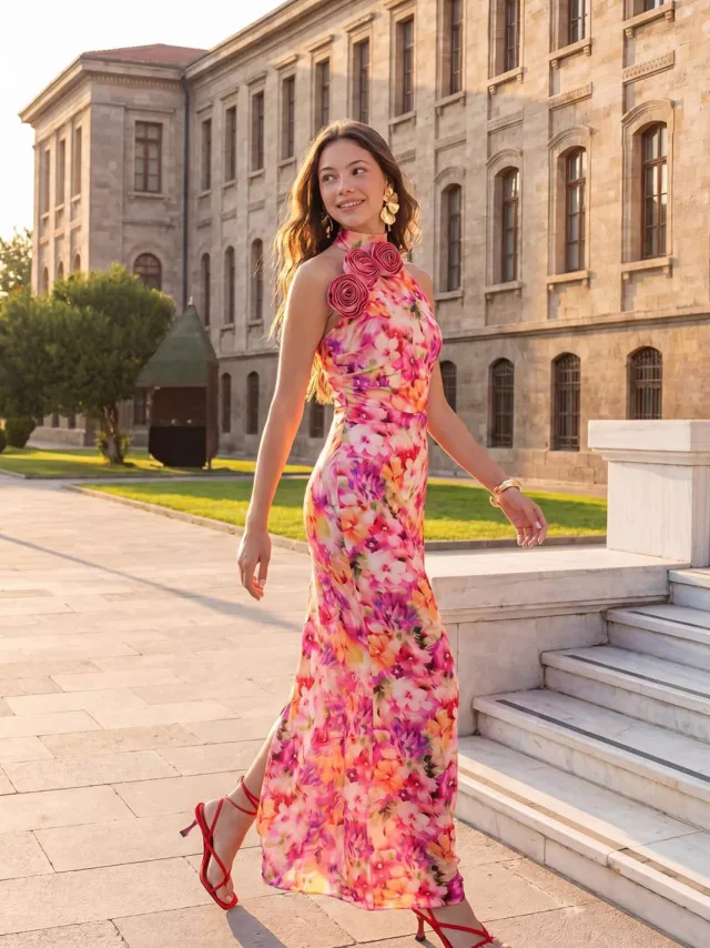 Trendyol TRENDYOLMİLLA Dames Meerkleurig Effen Maxi Mouwloos Diploma-uitreiking / Gala Recht Avond & Gala Jurk veelkleurig, foto 2