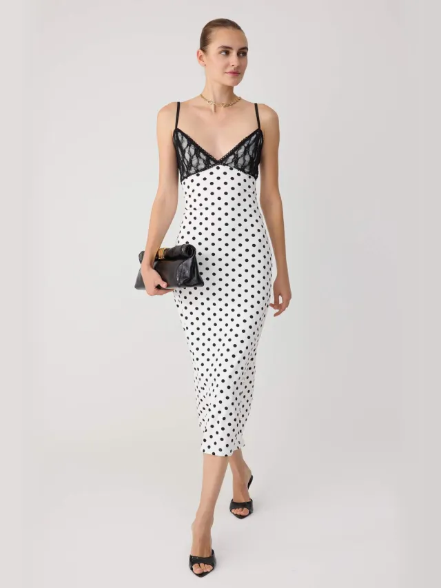 Trendyol TRENDYOLMİLLA Dames Ecru Stippen Midi Mouwloos Bodycon Jurken