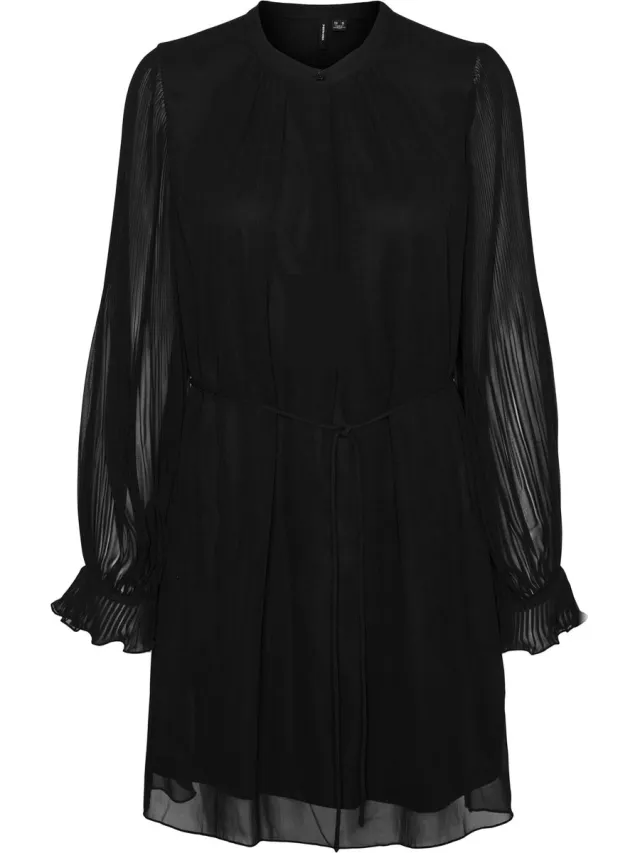 Vero Moda VMHERLE LS SHORT DRESS WVN GA - Dames - Mini jurken Zwart