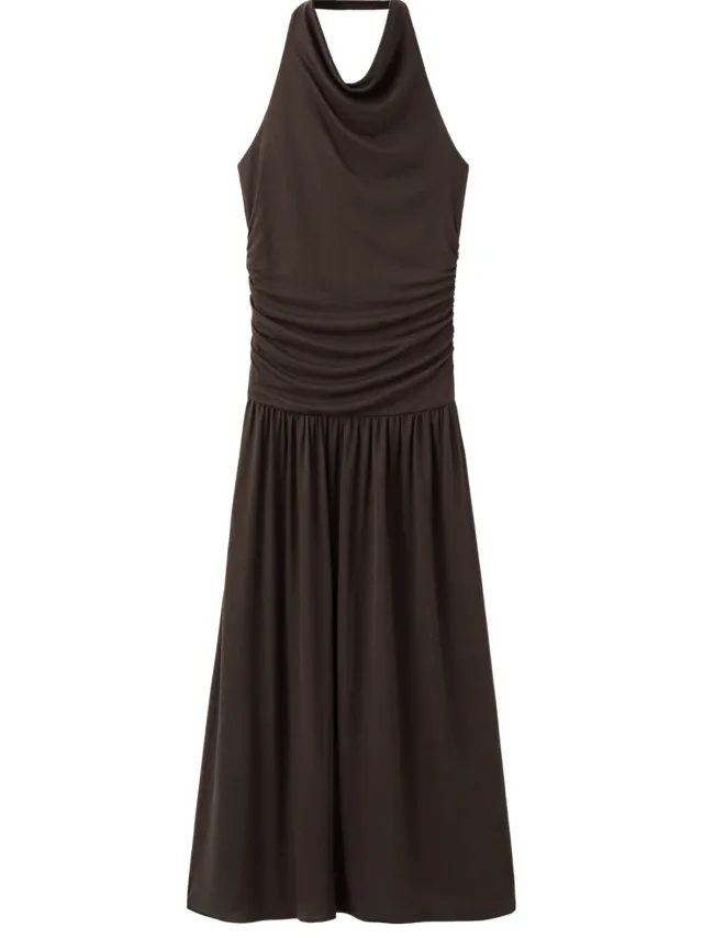 Mango viscose halterjurk - bruin, foto 2