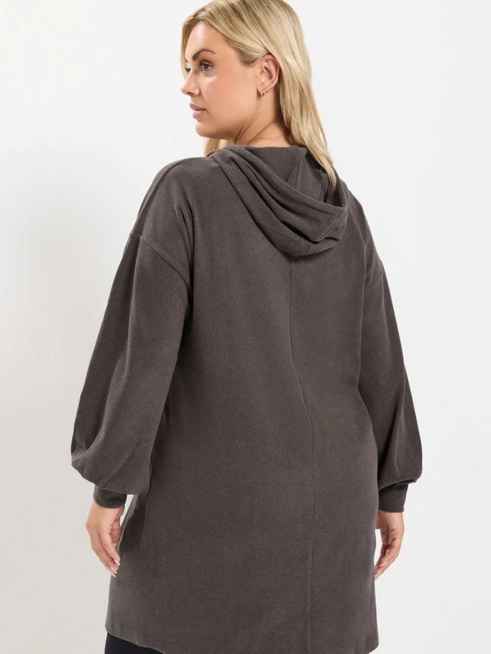 Yours Plus Size Chocolate Brown Dress Hoodie-56, foto 3