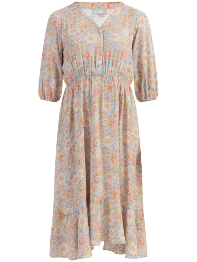 Usha midi-jurk Dames Blauw Veelkleurig, foto 2