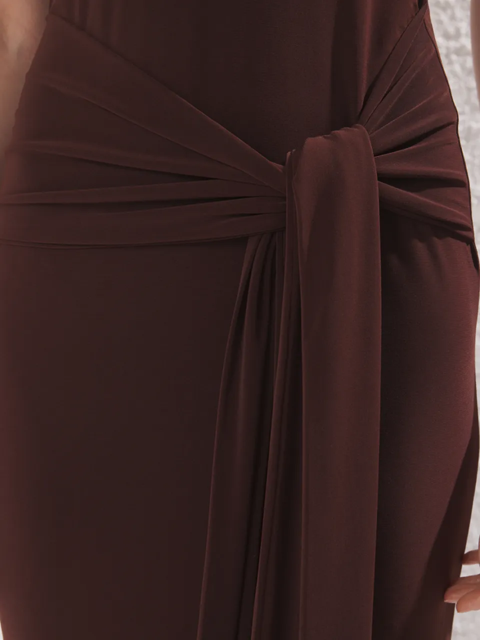 Trendyol TRENDYOLMİLLA Dames Bruin Effen Maxi Mouwloos Avond / Dagelijks Bodycon Jurken, foto 2