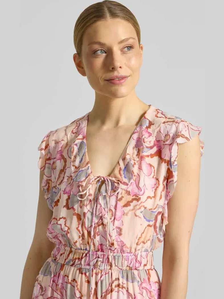 SUNCOO PARIS maxi-jurk met V-hals en vetersluiting model 'CALI' rosé, foto 4