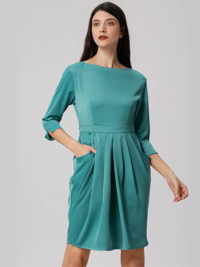 Smart & Joy Jurk met plooien en plooien Turquoise
